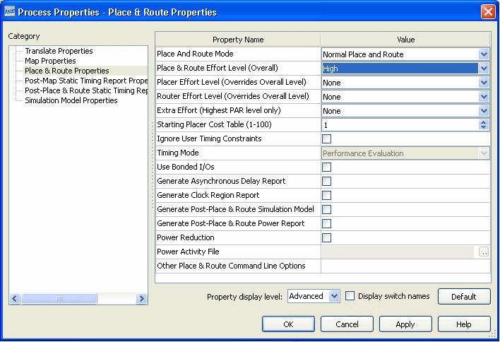 Specifying Options Specifying Options This section describes how to set process properties for design implementation.