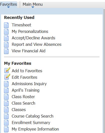 Once a new favorite is added, click on the Favorites menu option to see that your new favorite is stored. 17.