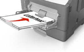 For two-sided (duplex) printing, load letterhead facedown with the bottom edge entering the printer first.