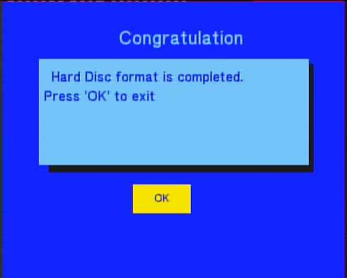 Step 3: Congratulation page When complete the format, the system will