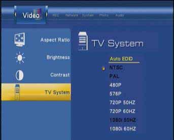 Select to adjust TV system.