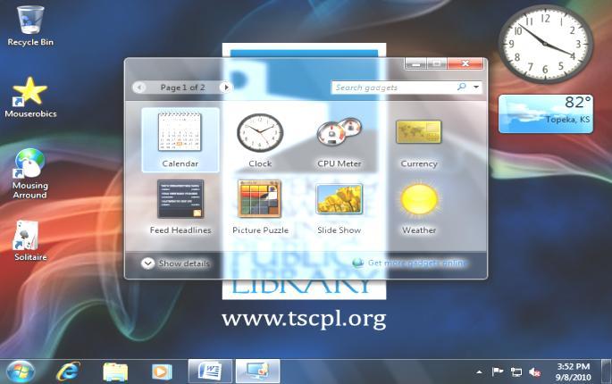Click on the Weather gadget. Find the weather gadget on the Desktop.