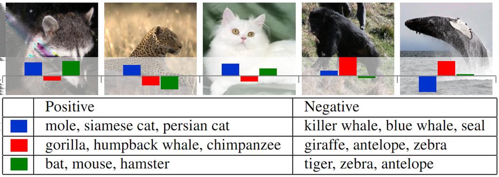 Figure 5: Using category-level attributes to describe images of novel categories.