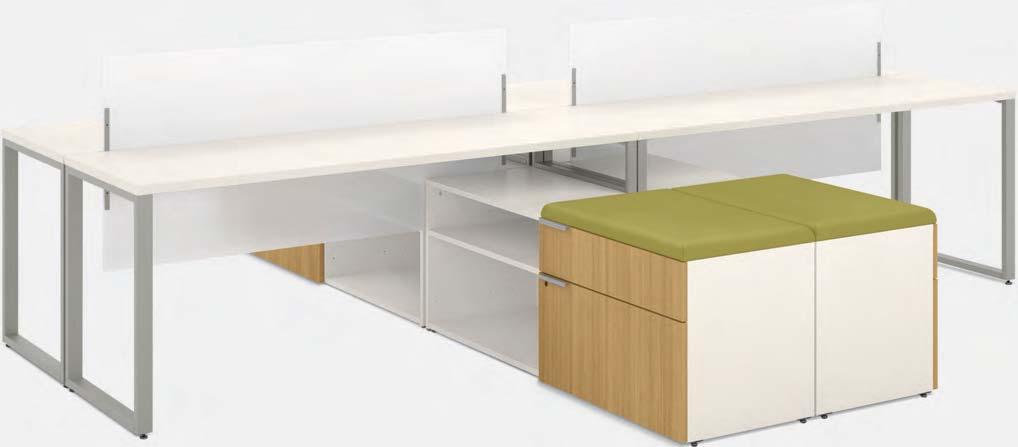 OPEN PLAN BENCHING Voi s privacy screens and wide range of storage solutions lend a sense of personal space to collaborative areas. Privacy screens divide space in collaborative settings.