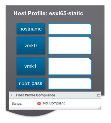 Host Customizations Supply the Necessary Static Elements Host customizations can be provided by vsphere administrators