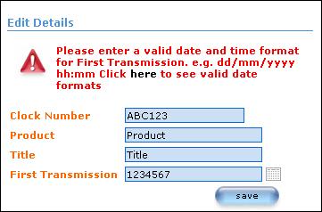 Field Name First Transmission The date the submission will be first transmitted. If you also want to include the time of the transmission, click the calendar icon to display the calendar. 2.