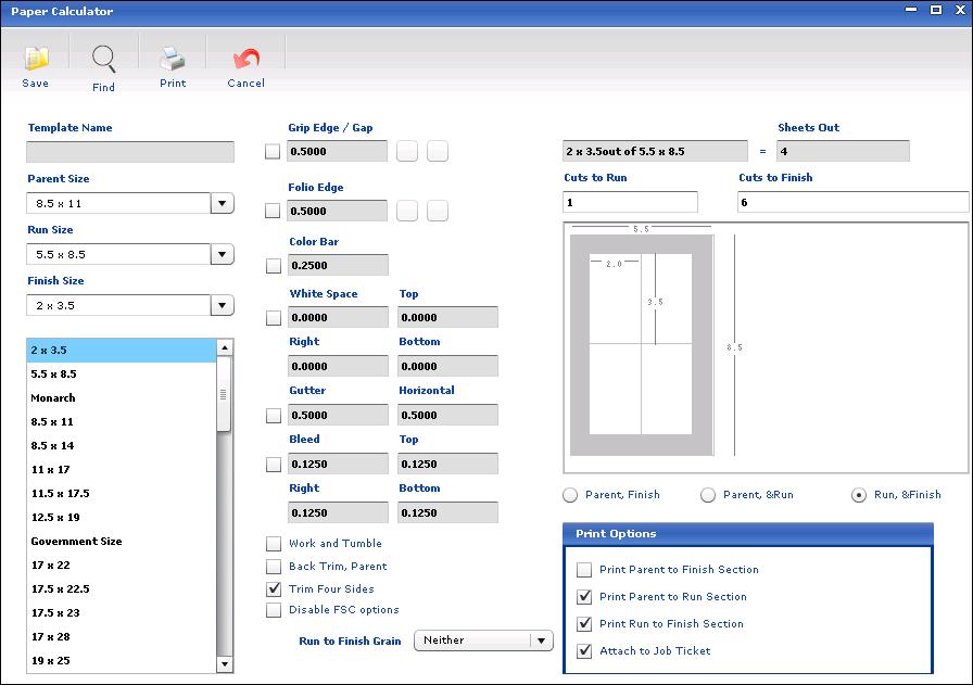 18 EFI Productivity Suite PrintSmith Vision Demo Guide The Paper Calculator window opens.