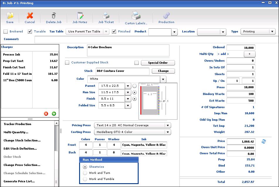 26 EFI Productivity Suite PrintSmith Vision Demo Guide 4. Add a finish cut text charge: a. Select Finish Cut Text (under Cutting). b. Click Add. 5. Add a charge for folding: a.
