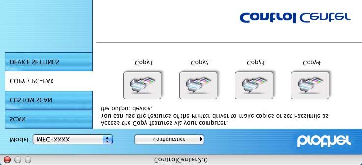 COPY The Copy buttons (1-4) can be customized to allow you to take advantage of the features built into the Brother printer drivers to do