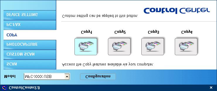 COPY The Copy buttons (1-4) can be customized to allow you to take advantage of the features built into the Brother printer drivers to