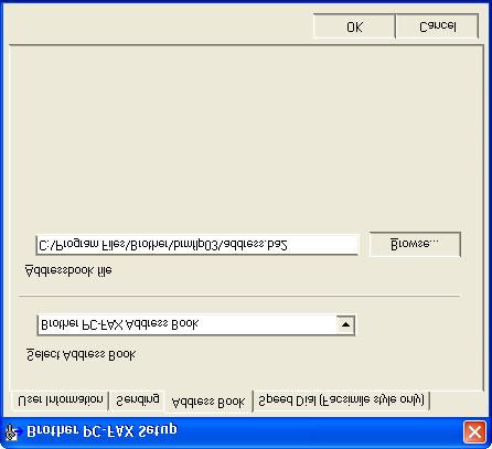 Address Book If Outlook Express is installed on your PC, you can select which address book to use for PC-FAX sending, Brother Address