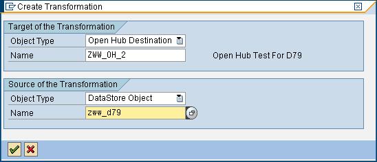 Go to recently created Open Hub Destination and select