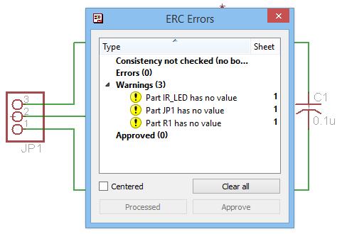 2.5 Electrical Rule Check (ERC Tool) The schematic is complete, but as a final measure, it needs to be check for errors.