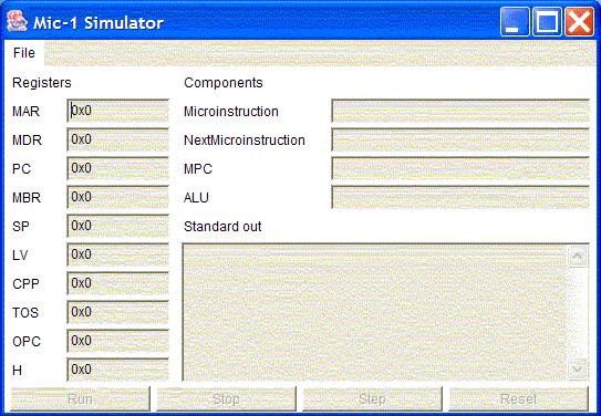 Mic-1 Simulator Window Microinstruction current microinstruction being executed NextMicroinstruction next microinstruction to be executed MPC current location in the control store Registers value