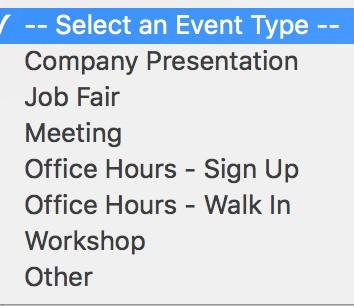 Once you select the type of event you are hosting, enter a description of the event or other information you would like the students to know.