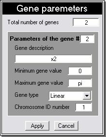 Parameter input Gene parameters are needed to be typed as in the following illustrations.