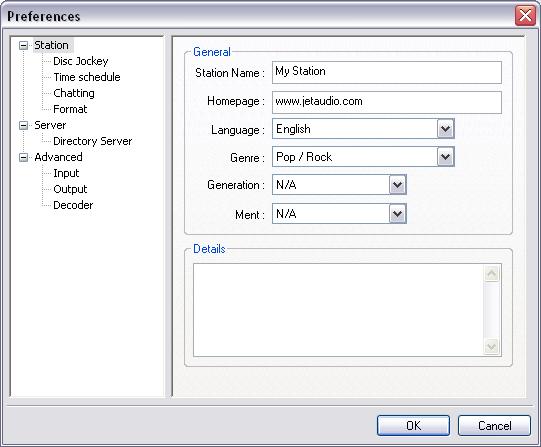5. Preference [Figure 5.1 Station Configuration window] 5-1 Station On Figure 5.1, you may input general information of your broadcasting station. 1. Station Name: input your station name.