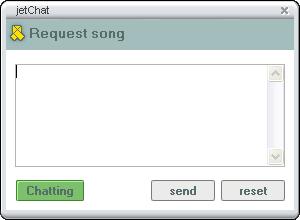 [Figure 6-2 Request song window(client)] Chatting Window : Returns to chatting mode. Send Button: Sends out song request.