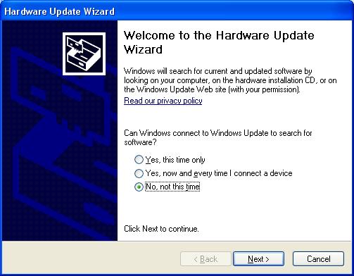 Click on Reinstall Driver and the Hardware Update Wizard will appear.