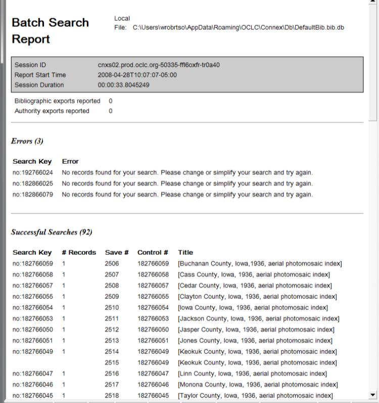 blank search keys (duplicated OCLC numbers) Note: