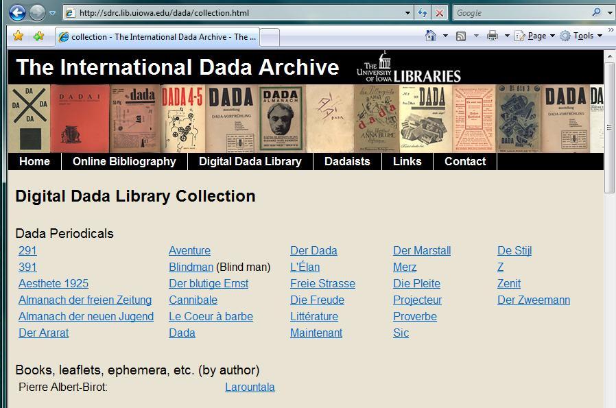 International Dada Archive Fully cataloged