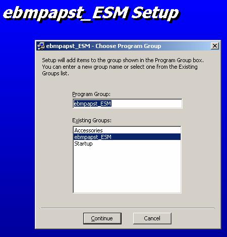 Group ebmpapst_esm is added to the group of programmes.