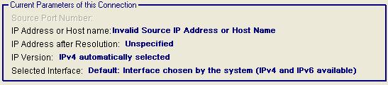 2 Select the network interface, IP version and local IP address (except for SCTP) When you click on the black arrow, the following window is displayed: Network interface, IP version and IP local
