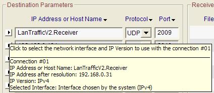 Part 10 Using LanTraffic V2 10.4.1.1 Destination parameters Located at the left part of the tab, this area allows configuring the destination parameters of each sending connection.