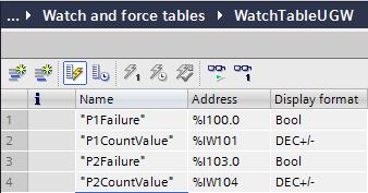 Create the PLC tag table TagsUGW as in the figure on the right. 9. Create watch table WatchTableUGW with all of the tags.
