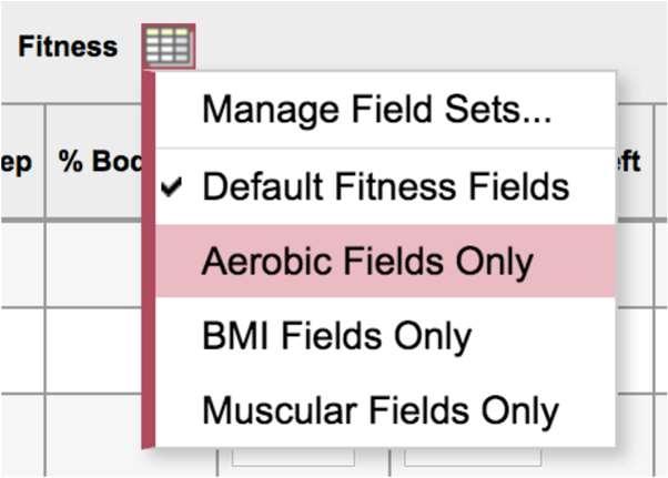 Aerobic Fields Only User can select the Aerobic Fields Only field set option.