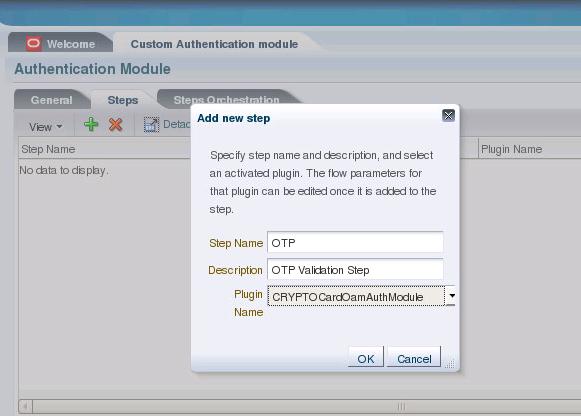 Click the Steps tab, and then click the icon to add a new first step in the authentication flow.