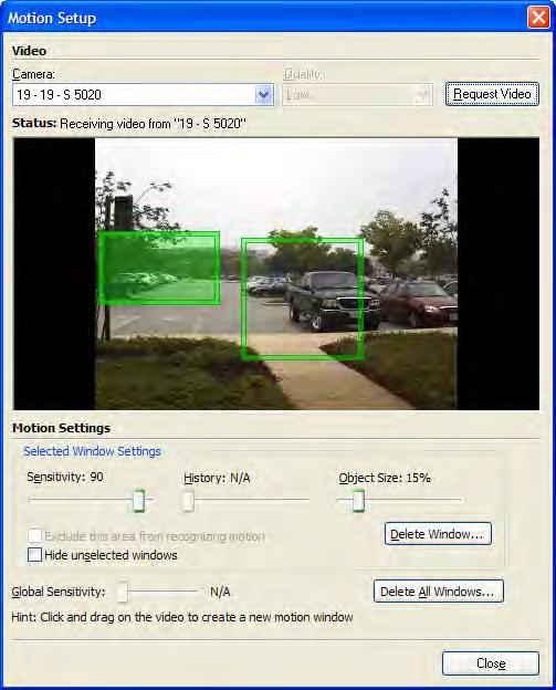 Chapter 5: Configuring the Nextiva S5000 with the Nextiva EdgeVR Configuring Motion Detection The motion detection option allows you to configure the EdgeVR to detect motion in video.