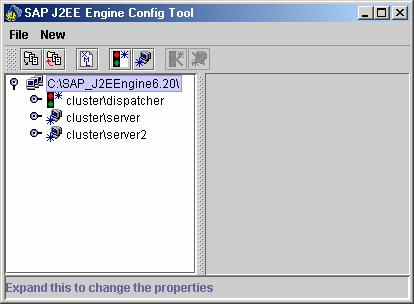 Cluster Installation Mode To load another configuration, you must specify the directory where SAP J2EE Engine 6.20 has been installed by choosing the File Scan command, or on the toolbar.