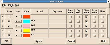 In the current TSD, the NAS Monitor dialog box provides context menus, but the Select Flights dialog box does not (see Figures 11 and 12).