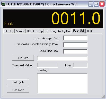PEAK UTILITY FUNCTIONS The Peak Utility was designed to help customers test numerous parts in a semi/fully automated system and transfer the peak data to a file for SPC analysis.