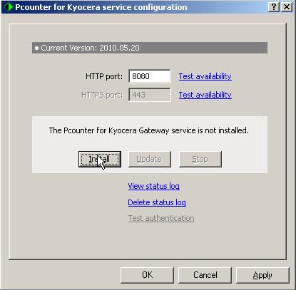 4. If you wish to enable the Pcounter application workspace (which appears when the Application button on the machine is pressed from an internal function screen), place a checkmark next to Show