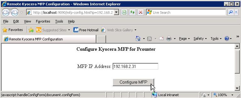 Associate an MFP with a different Pcounter for Kyocera Server To associate a Pcounter for Kyocera server with the MFP after entering its IP address, right-click on the MFP and choose Associate server