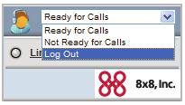To log out of the telephony interface, select Log Out from the drop-down menu of the 8x8 window.