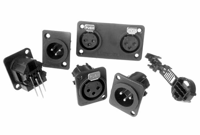 AC SERIES CHASSIS CONNECTORS AC SERIES XLR THERMOPLASTIC CHASSIS MOUNT CONNECTORS This receptacle is manufactured from glass filled UL94V-0 PBT Resin, and provides a lower cost alternative to the 'Z'