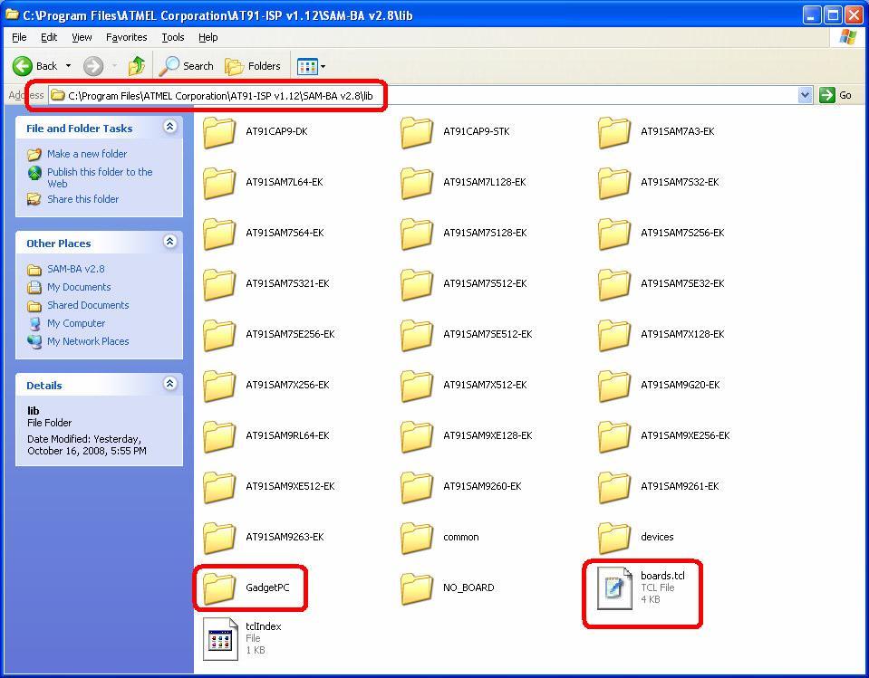 2.1. Download and install AT91 In-system Programmer from http://www.atmel.com/dyn/resources/prod_documents/install%20at91-isp%20v1.12.exe This installation includes SAM-BA V2.8 package.