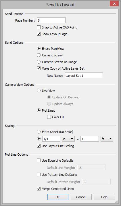 Sending Elevation Views to Layout 7. Select File> Send to Layout to open the Send to Layout dialog.