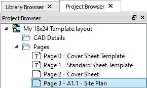 See Layout Page Numbering on page 1260 of the Reference Manual. Specify the Title as "Site Plan". Confirm that the "Standard Sheet Template" is selected in the Page Template dropdown list. 5.
