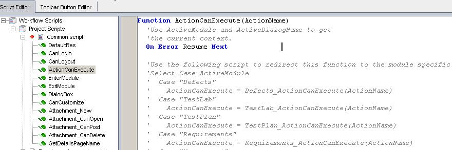 HP ALM 11 Essentials Add code here if ActionName = "UserDefinedActions.Access_Rights" then MsgBox "Hi " & User.Username end if 16.