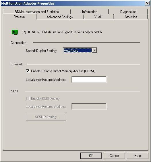3. Deselect the Enable Remote Direct Memory Access (RDMA) check