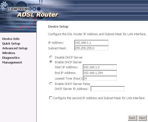 The user must configure the IP Address and the Subnet Mask.