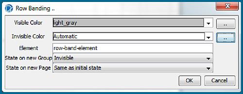 More about Row Banding, Data Formatting, and Alignment Row Banding By creating a row band element, you can select the specific fields in your report that will display a row band.
