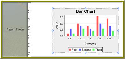 Creating a Report Using Report Designer 8 3. Use the resizing handles to center and stretch the chart. You can also adjust the width of the band. 4. Double-click the sample chart. 5.