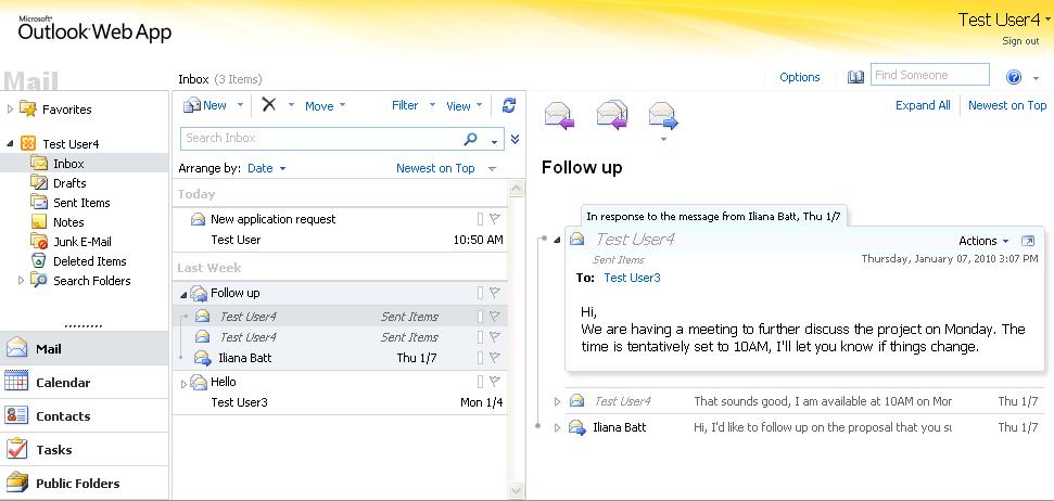 Conversation view of an email chain Click the small triangle to expand the view Disabling Conversation View Conversation view can be turned off by clicking the small triangle next to Arrange by: and