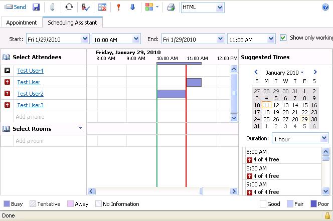 Reading a calendar entry Clicking on an appointment in the view pane will display the detailed contents in the reading pane.