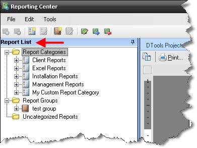 Reports List The reports list is where you go to select which report you want to run. It is organized into Report Categories and Report Groups.